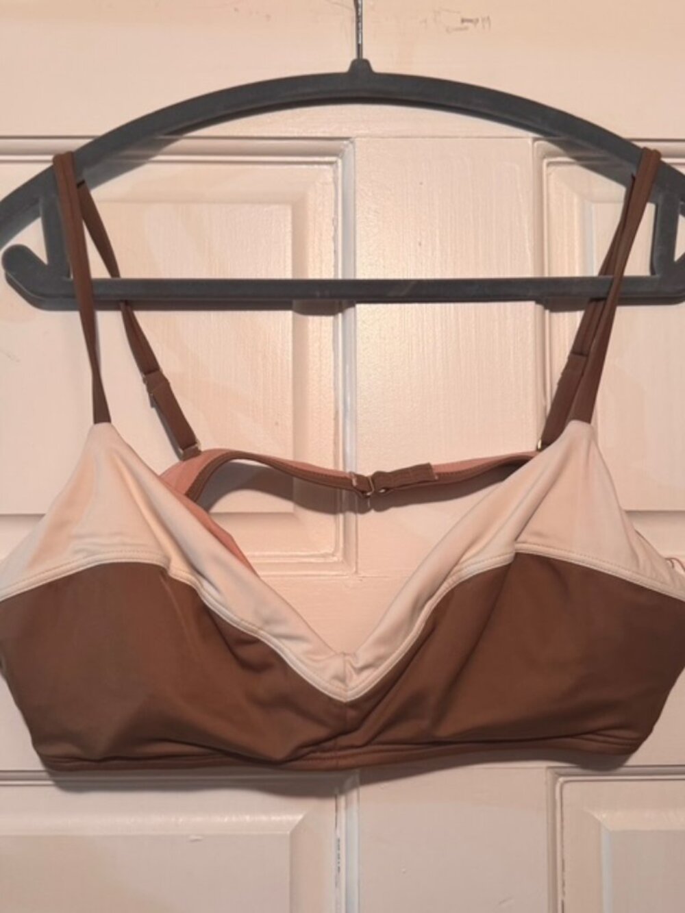 Madewell Bathing Suite Bikini Top Brown Off White Size L Large